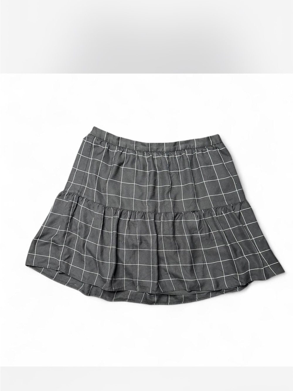 Madewell Black Windowpane Tiered Mini Skirt